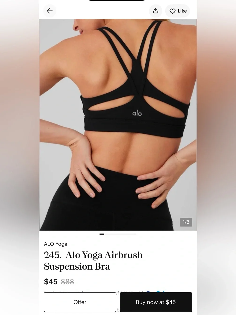 ALO Airbrush Suspension Yoga Strappy Bralette in Light Cream